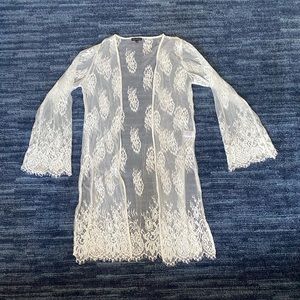 shinestar white lace swim cover up